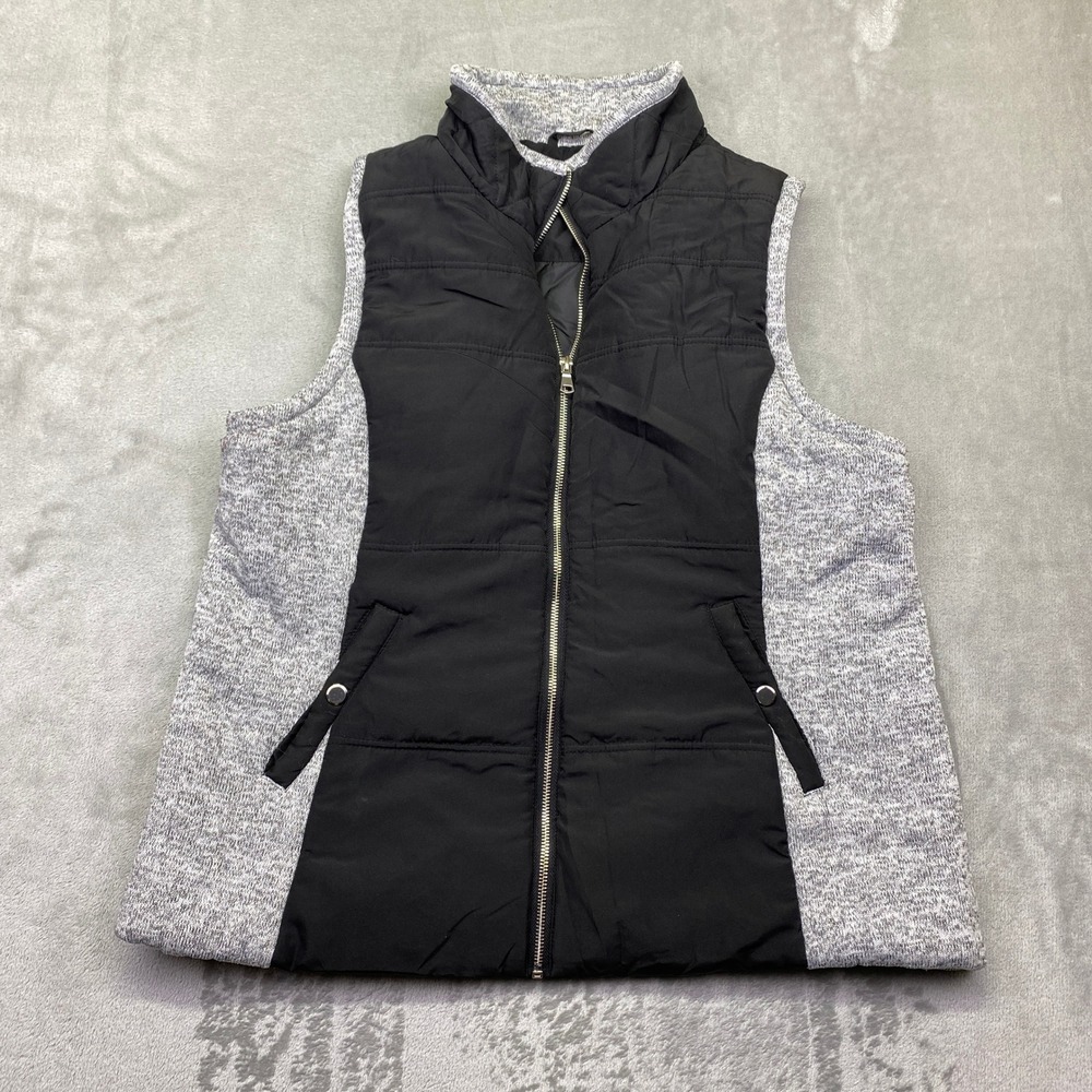 Karen Hart Quilted Puffer Vest Heather Knit Full Zip Stand Collar Womens‎ XL
